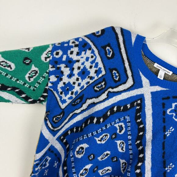 Autumn Cashmere Multicolored 100% Cashmere Bandana Print Long Sleeve Sweater L - Picture 5 of 6